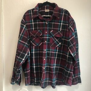 Five Brother plaid flannel shirt size 3xl burgundy cotton union made USA